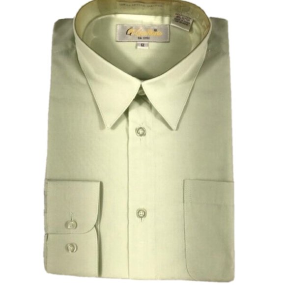 Gian Mario Boys Light Green Dress Shirt Pocket Long Sleeve Size 12 - Picture 2 of 3